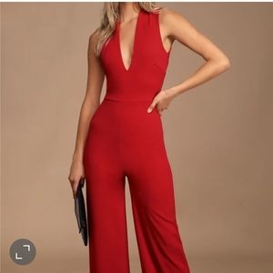 Lulus Wide Leg Red Jumpsuit